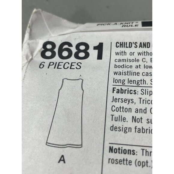80s Simplicity 8681 Sewing Pattern Sizes 8 10 12 14 Childs Girls Slip Cami UNCUT - Picture 5 of 7
